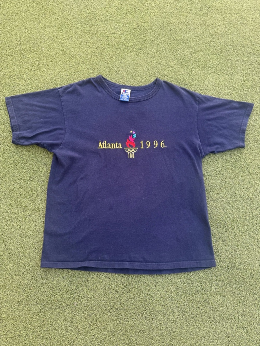 VINTAGE 90s CHAMPION SPELLOUT STITCHED 1996 ATLANTA OLYMPICS MENS TEE